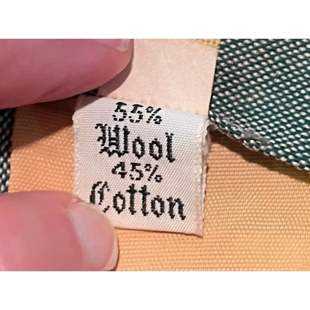Vintage Stark Bros. Since 1922 Green & Yellow Striped Wool Blend Tie Classic 52